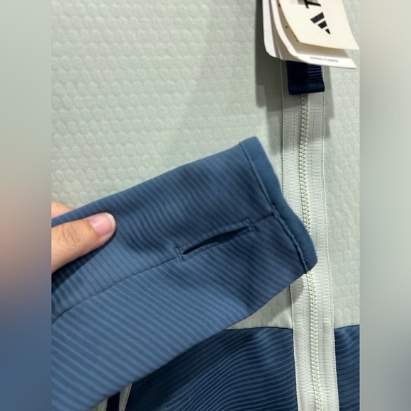 adidas Women's M Medium Terrex Tech Fleece Hooded Jacket NWT Blue Light Green - Picture 5 of 16